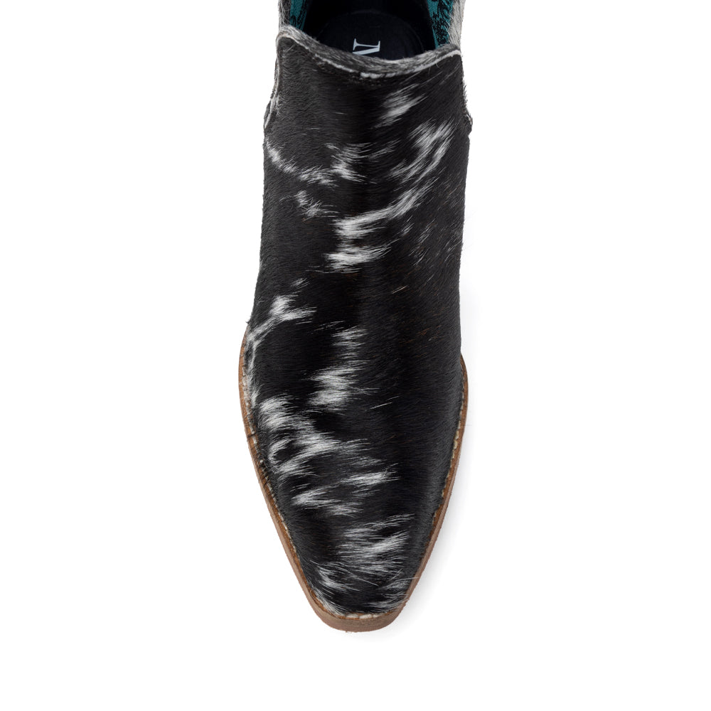 Bottes Sunset Bloom en cuir de vachette fendu noir et blanc