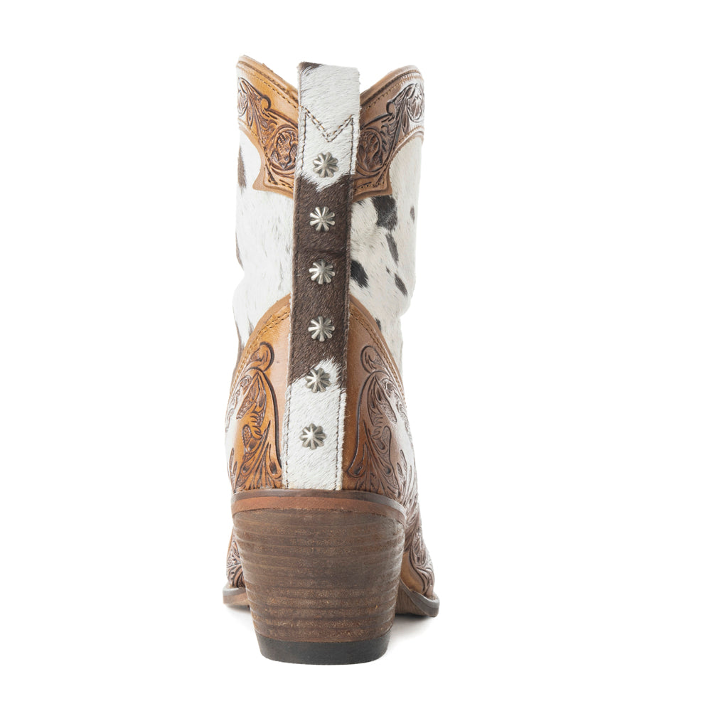 Sandy Mae Hair-on Hide & Hand-tooled Leather Boots