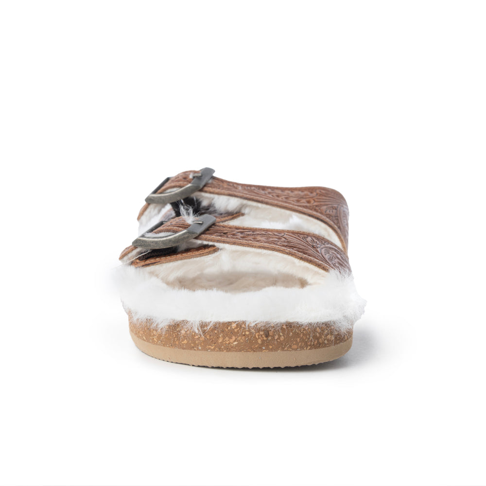 Sandales en cuir confortables Prairie Winds, avec fourrure et gravures artisanales