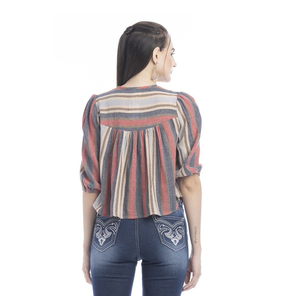Haut boutonné rayé Heather