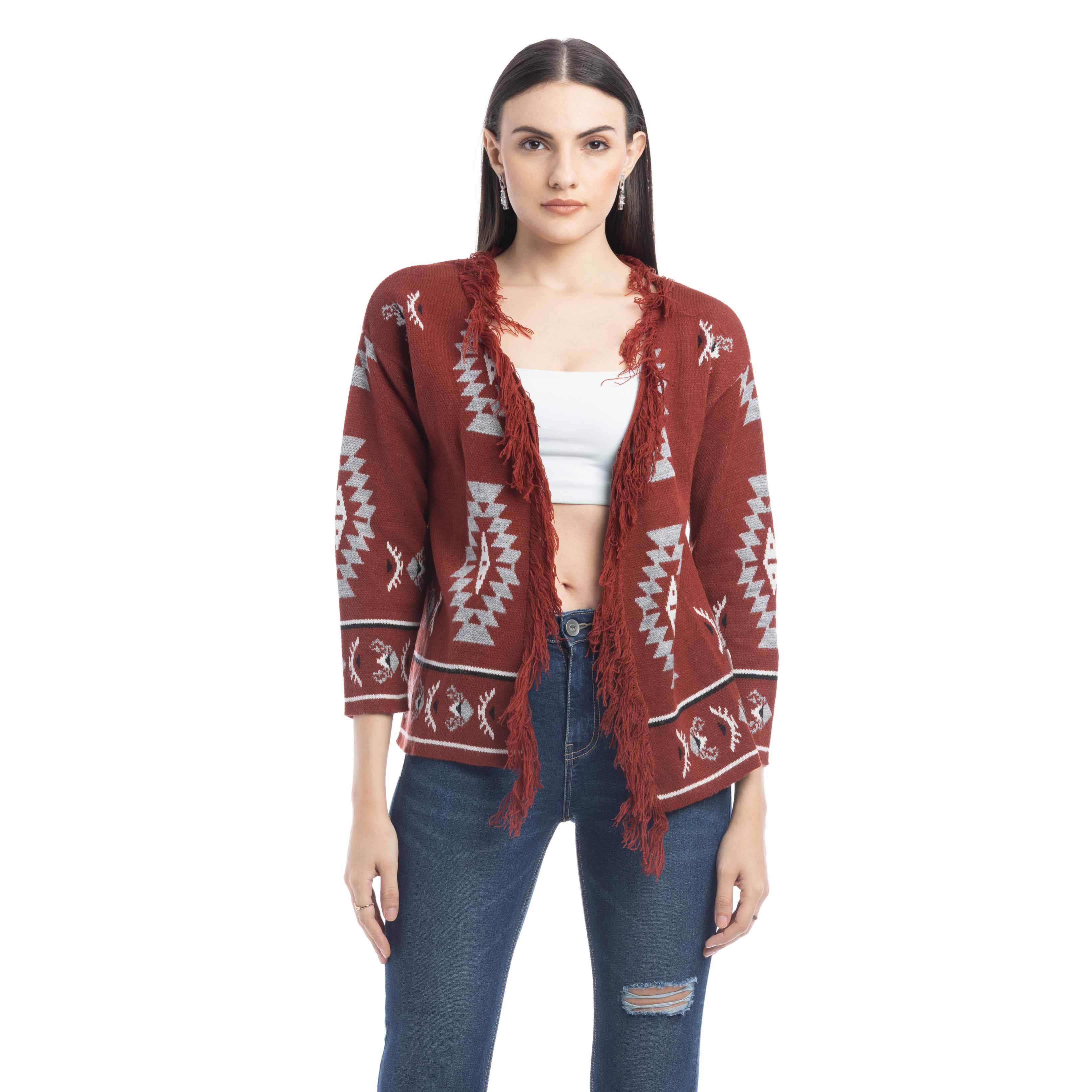 Cardigan frangé motif Savannah Ophelia