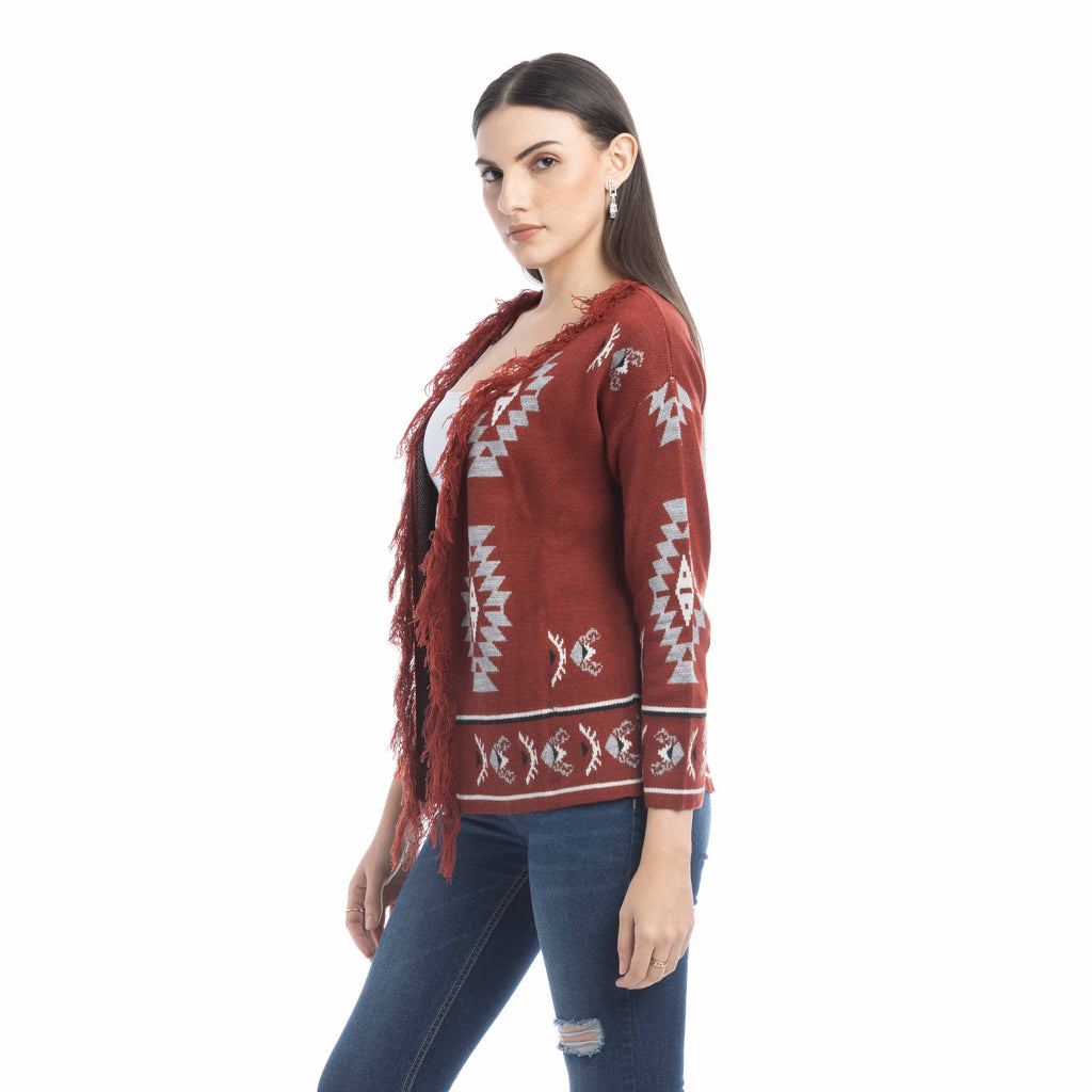 Cardigan frangé motif Savannah Ophelia
