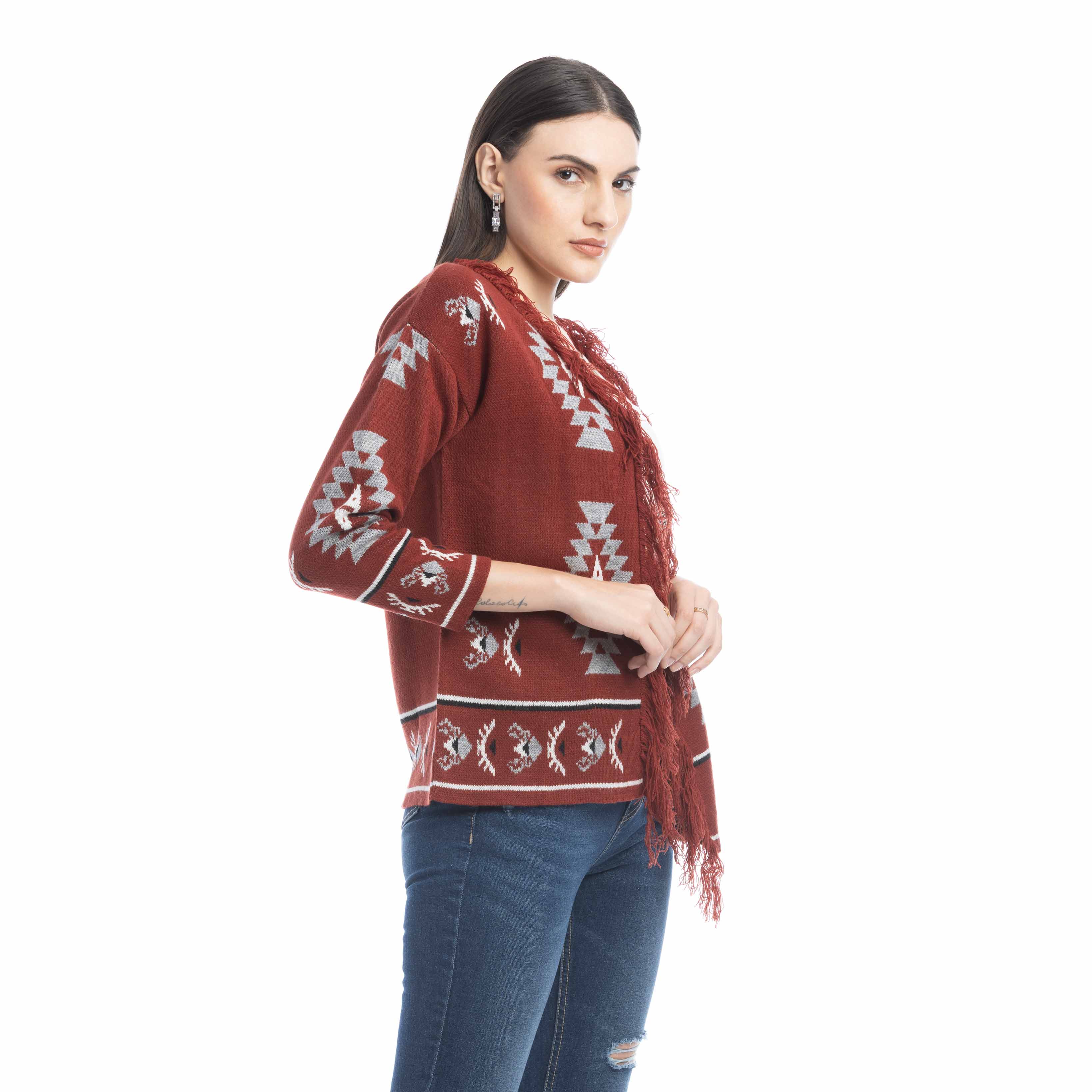 Cardigan frangé motif Savannah Ophelia