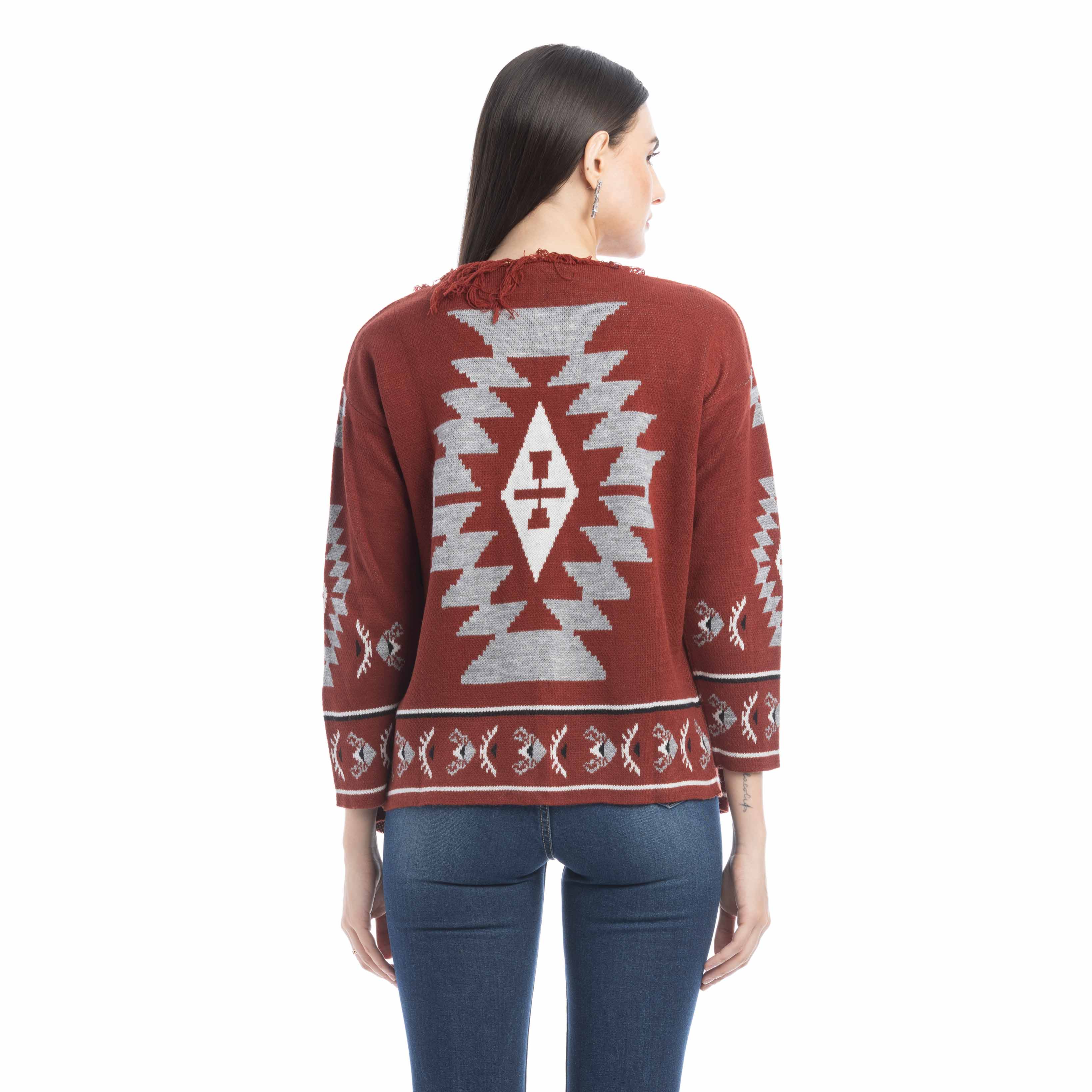 Cardigan frangé motif Savannah Ophelia
