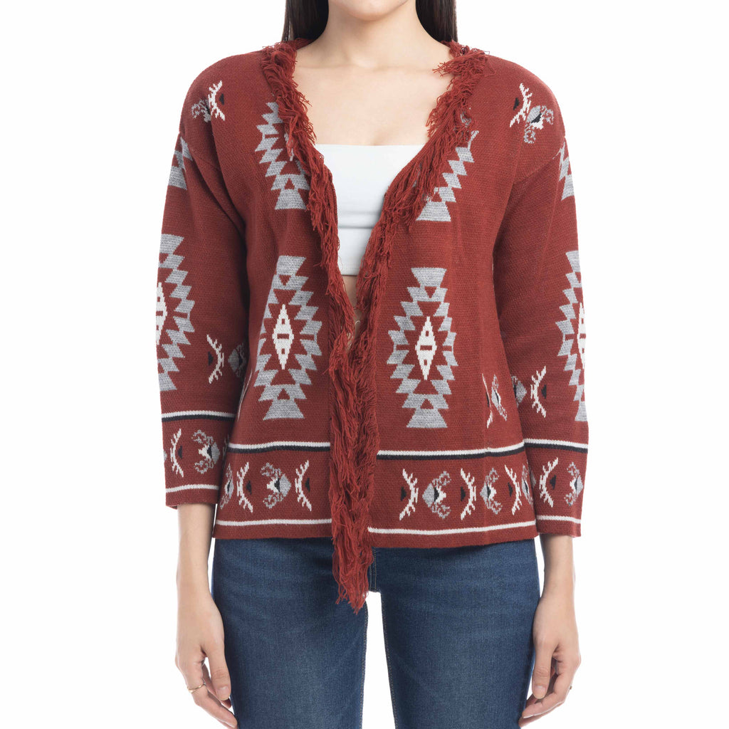 Cardigan frangé motif Savannah Ophelia