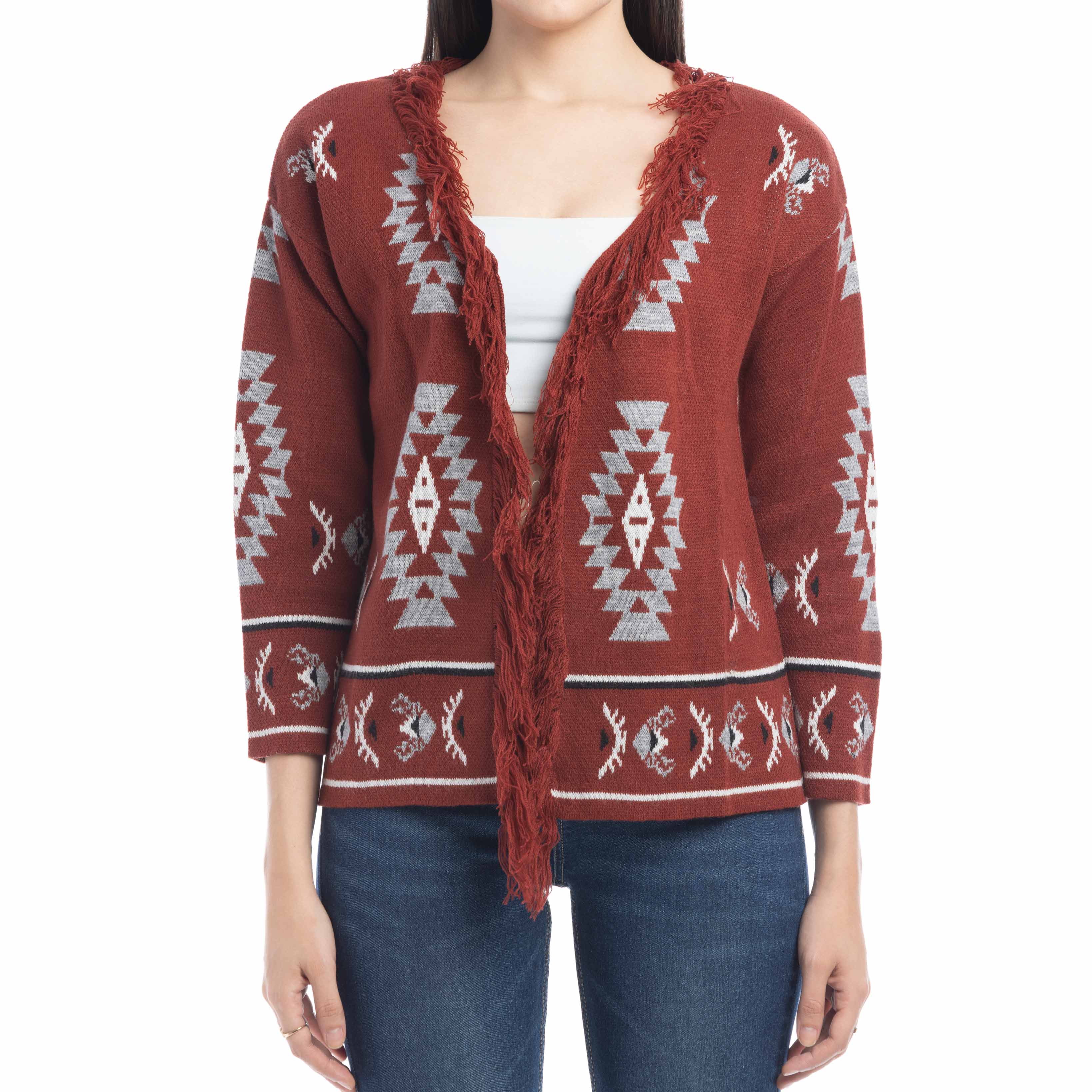Cardigan frangé motif Savannah Ophelia