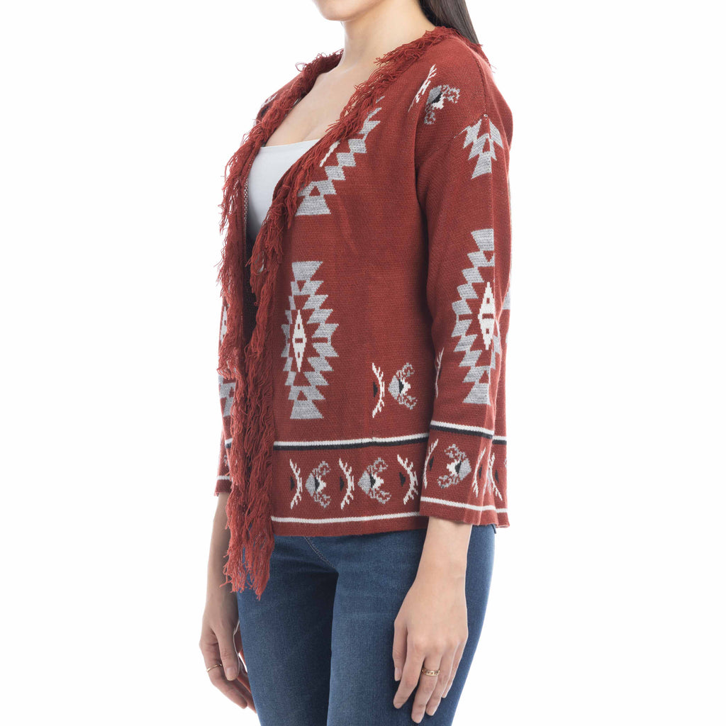 Cardigan frangé motif Savannah Ophelia