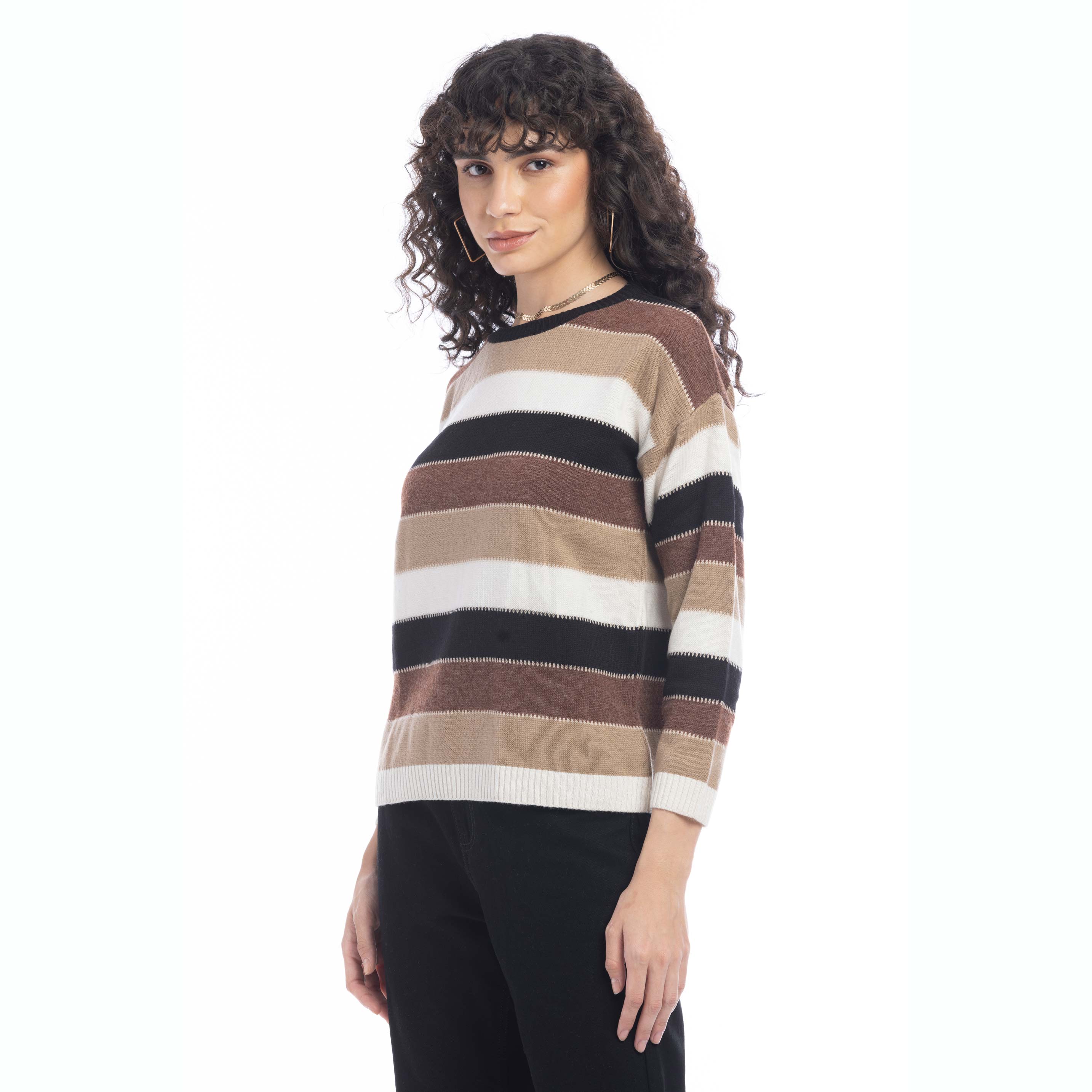 Pull Raelyn à rayures mocca