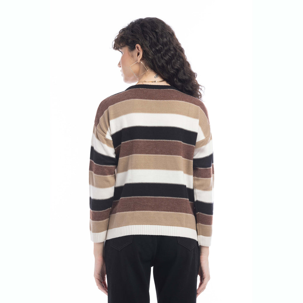 Pull Raelyn à rayures mocca