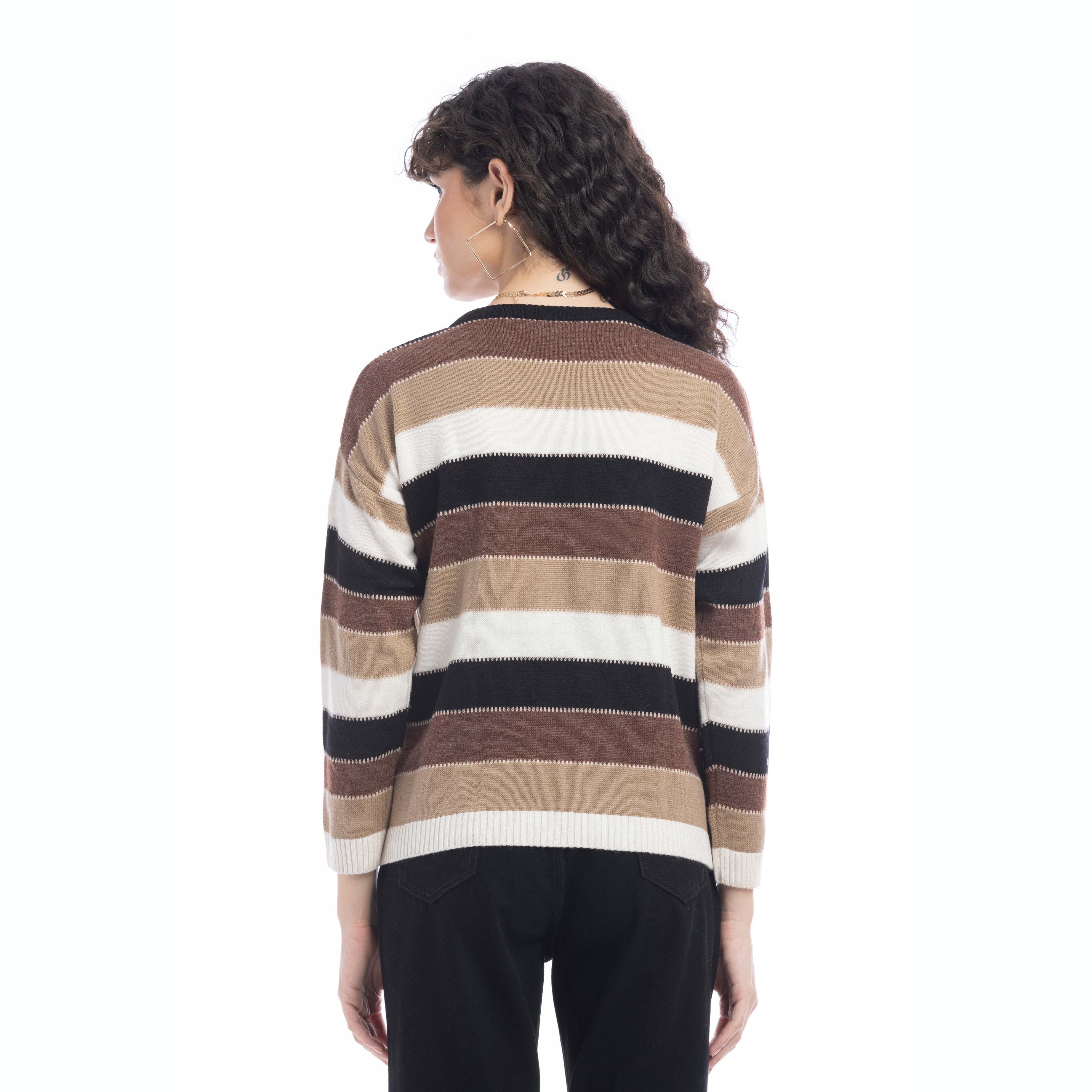 Pull Raelyn à rayures mocca
