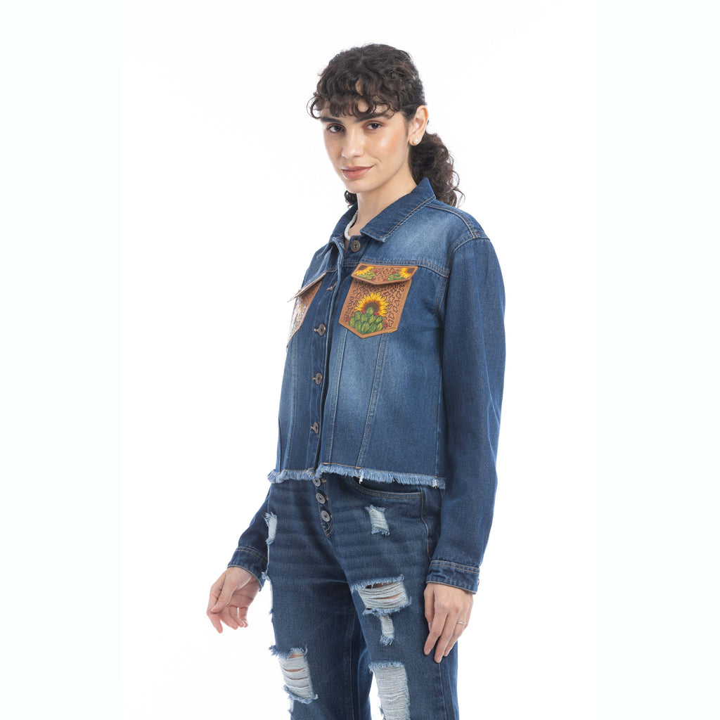 Veste en jean Azalea Prairie Cactus avec détails