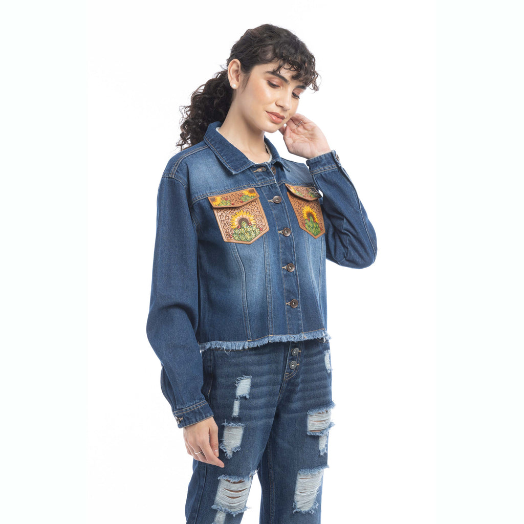 Veste en jean Azalea Prairie Cactus avec détails