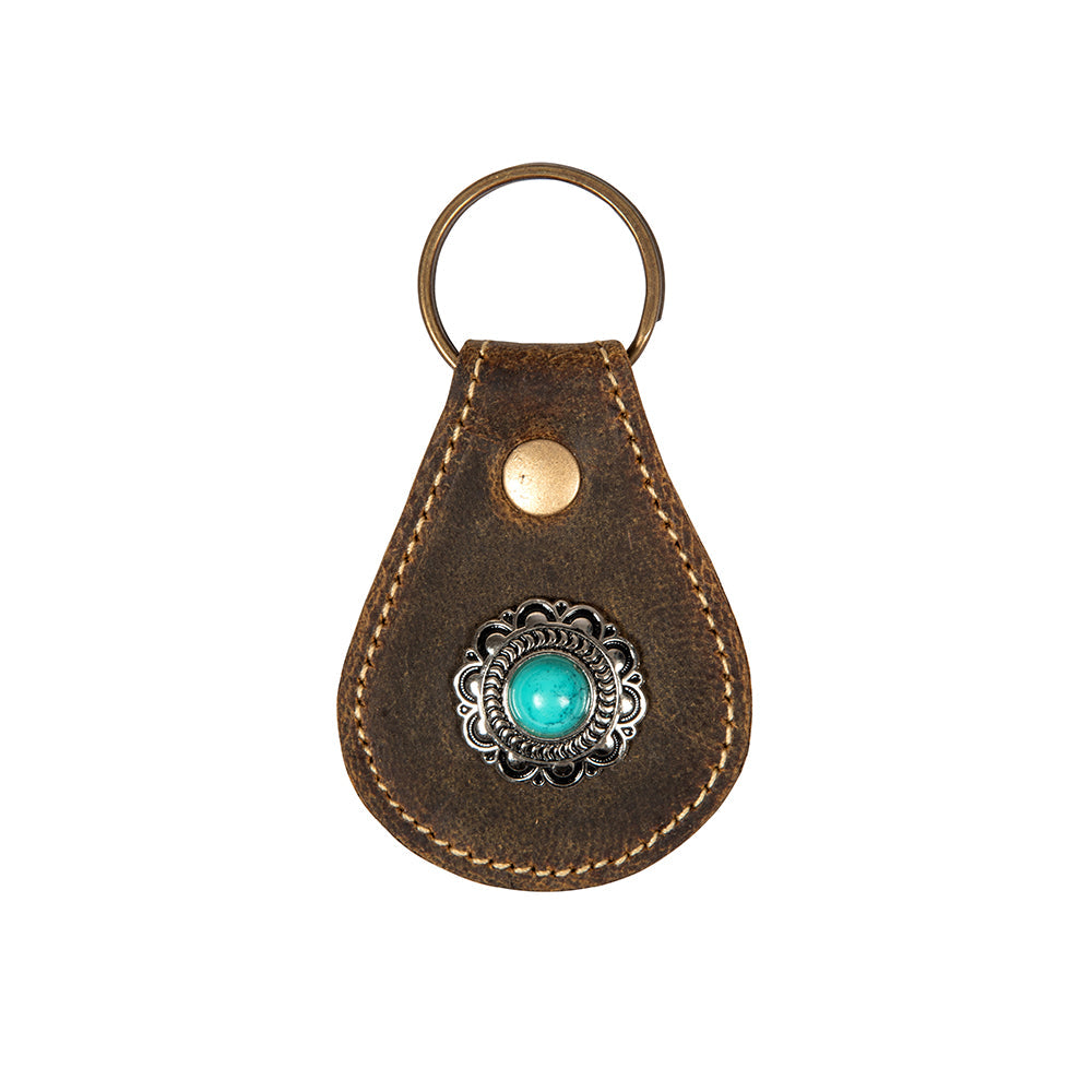 Porte-clés en cuir vieilli concho