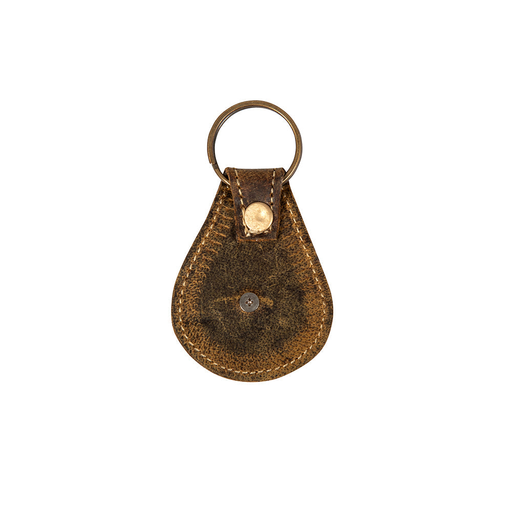 Porte-clés en cuir vieilli concho
