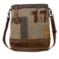 Sac à bandoulière en patchwork style voyageur vintage