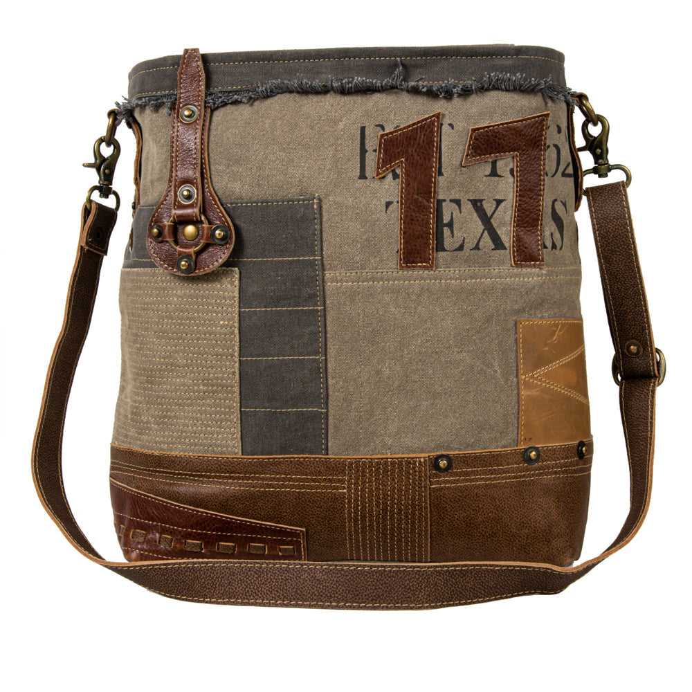 Sac à bandoulière en patchwork style voyageur vintage
