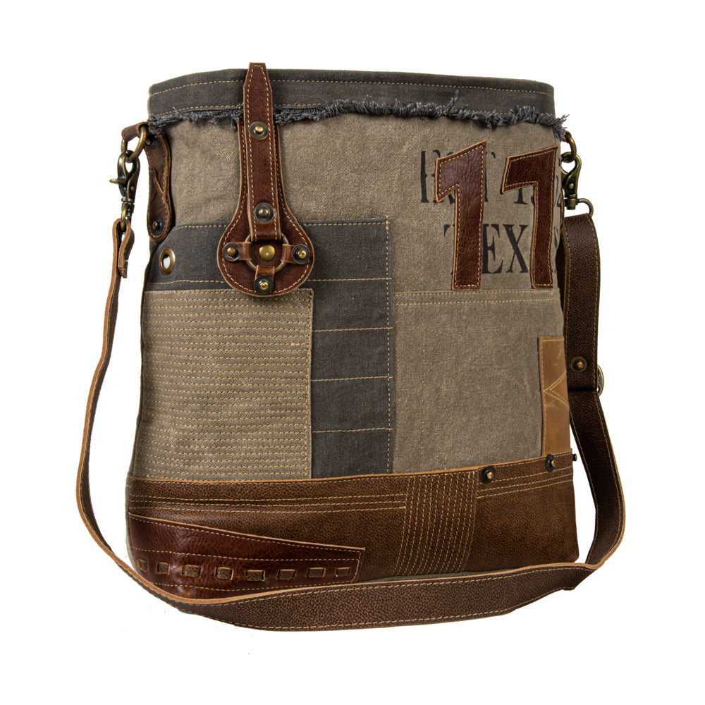 Sac à bandoulière en patchwork style voyageur vintage