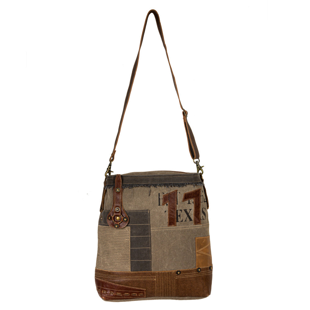 Sac à bandoulière en patchwork style voyageur vintage