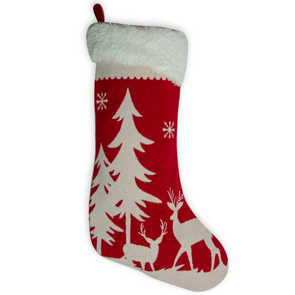 Chaussette de Noël Rênes et Arbres