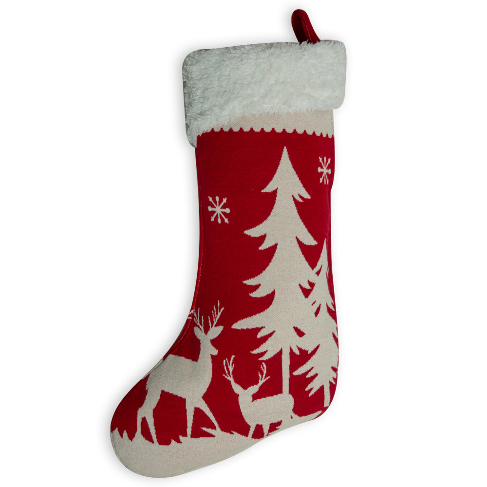 Chaussette de Noël Rênes et Arbres
