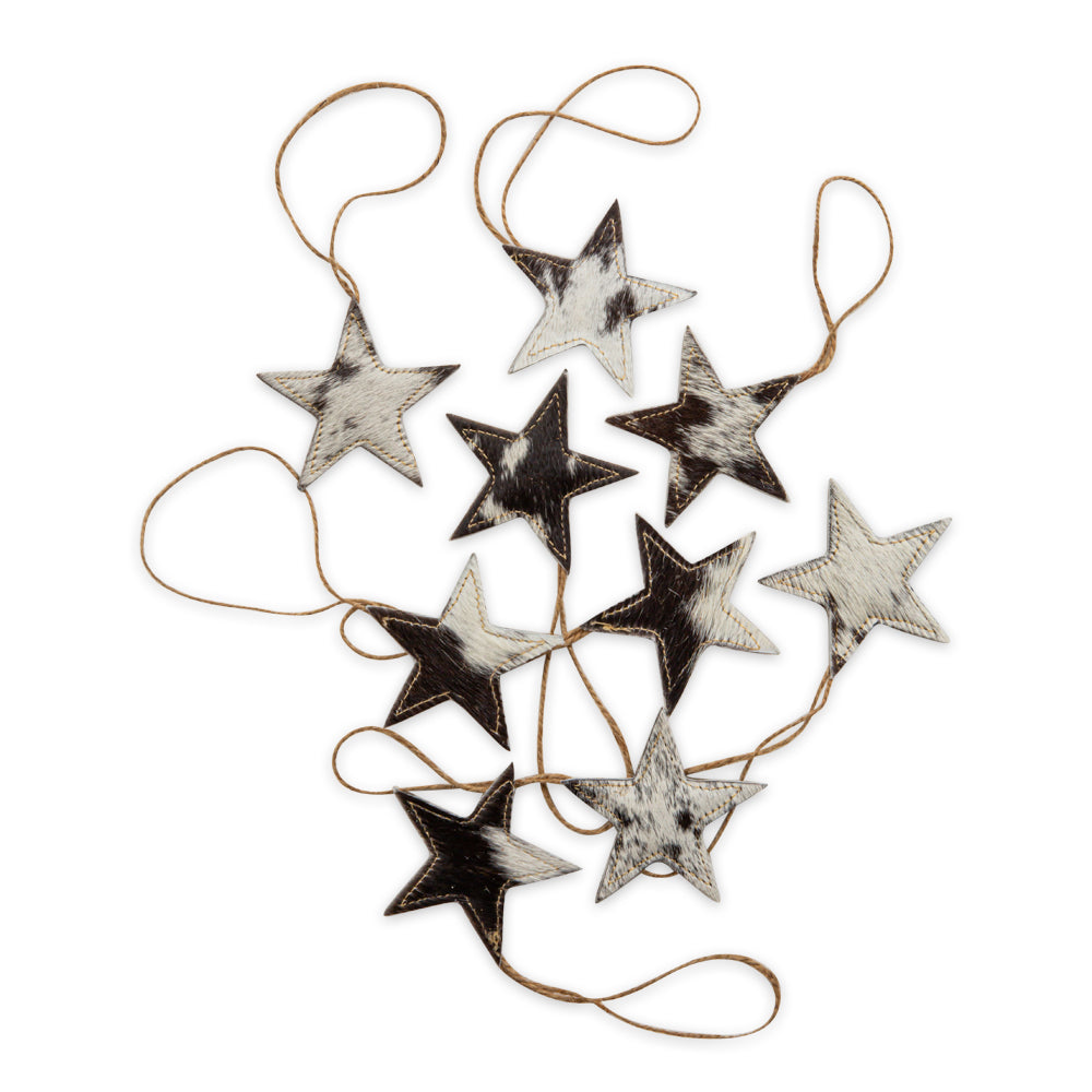 Ensemble d'ornements en étoile de Noël en cuir de vachette noir