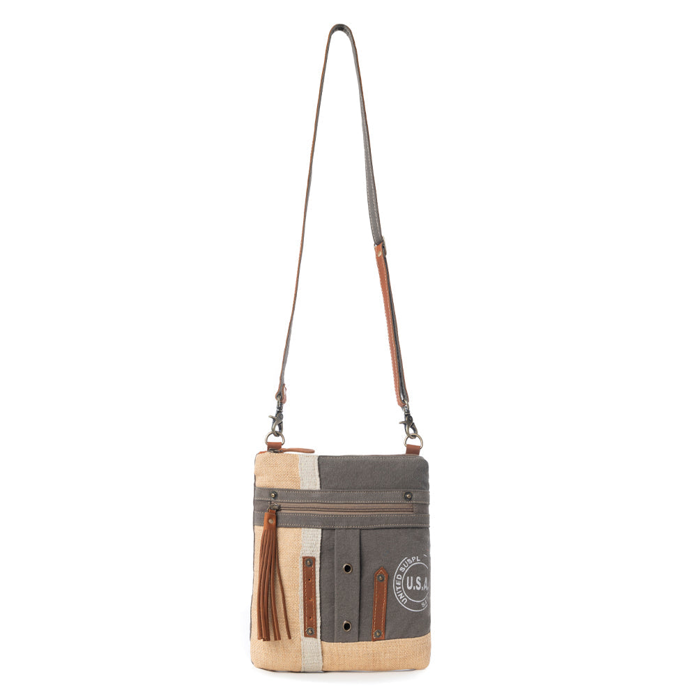 Sac bandoulière en toile avec écusson USA