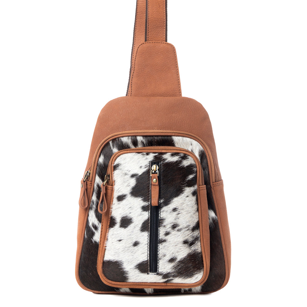 Sac seau Mountain Bend en cuir de veau poilu