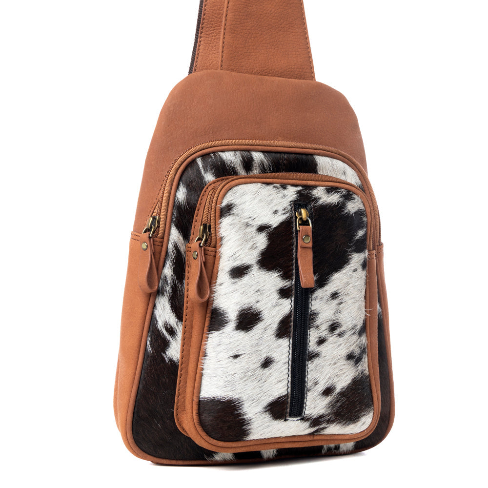Sac seau Mountain Bend en cuir de veau poilu