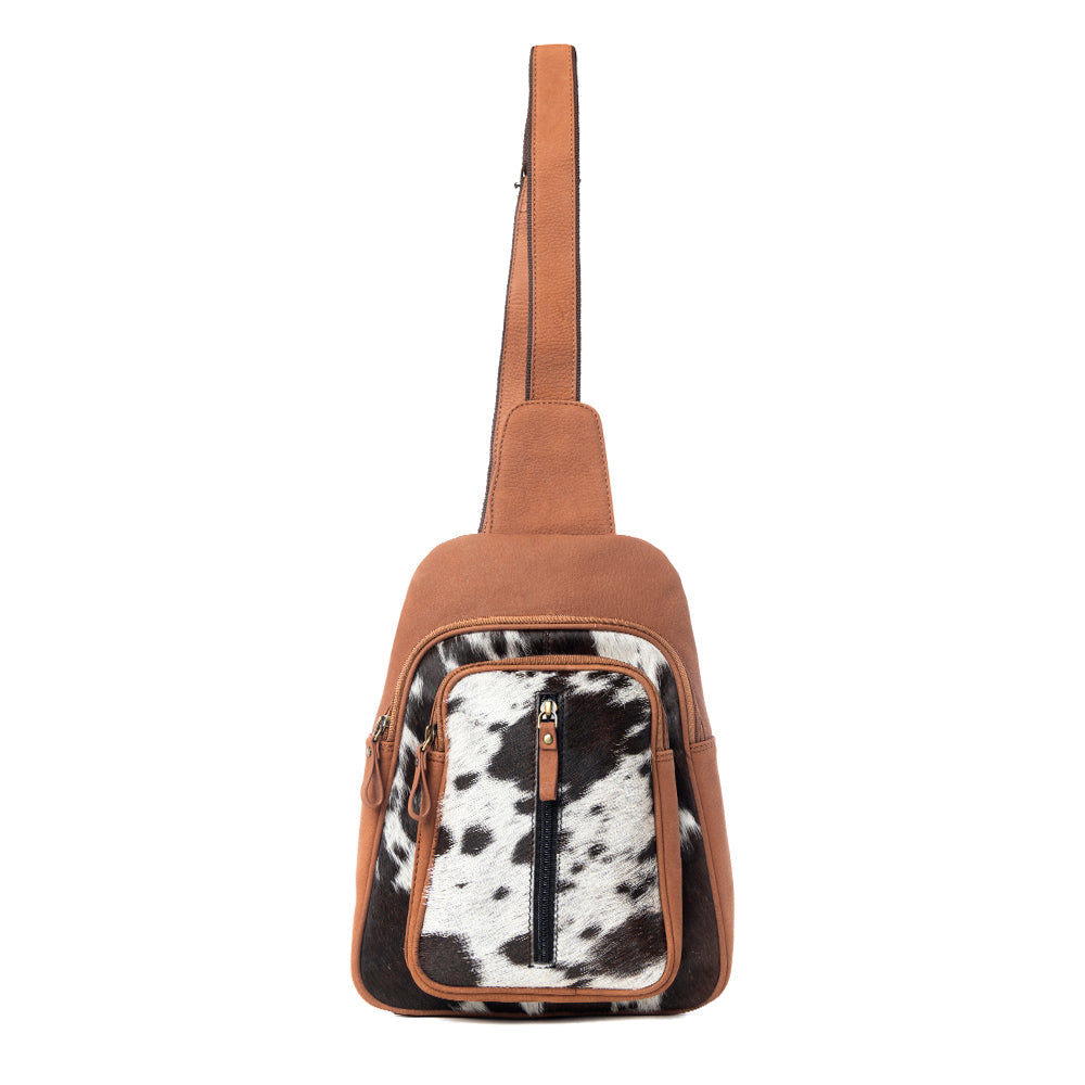 Sac seau Mountain Bend en cuir de veau poilu