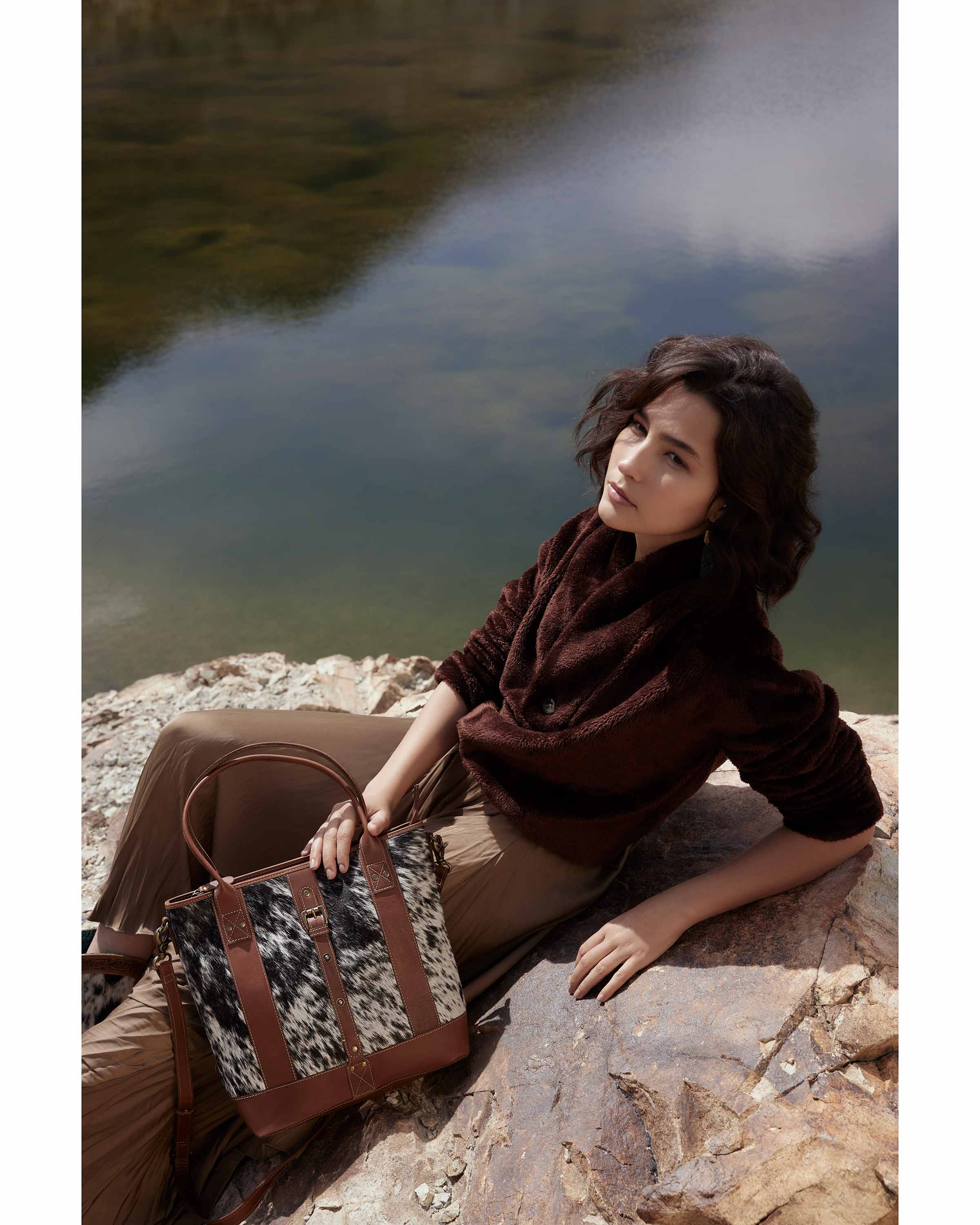 Sac en cuir à poil de poney Clayburn Canvas