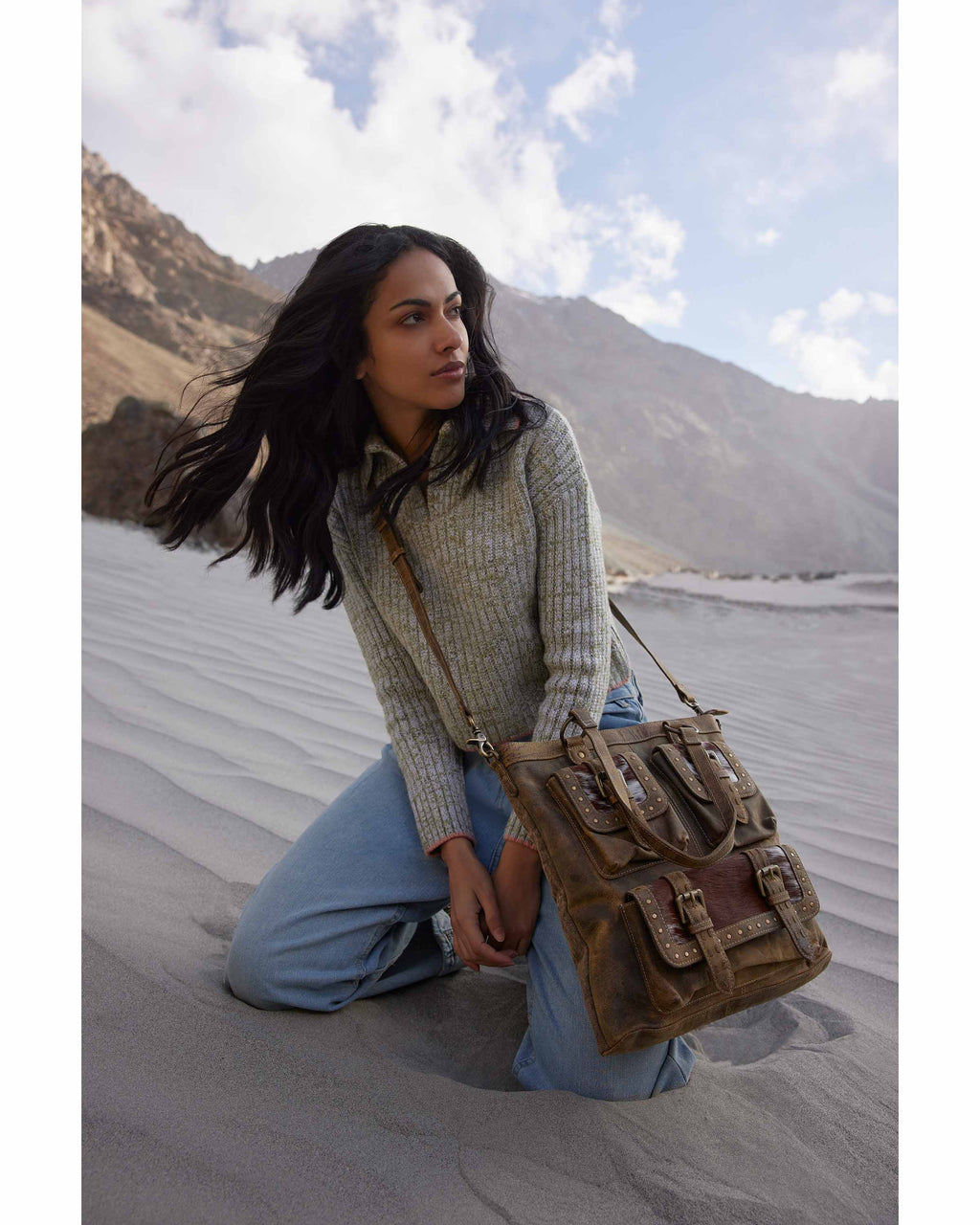 Sac Cube Mesa en toile avec poche et poil