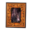 Cadre photo en cuir repoussé style western classique