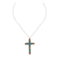 Collier croix en pierres perlées