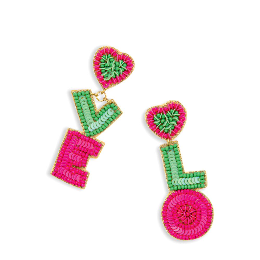 Boucles d'oreilles perlées Lettres d'amour