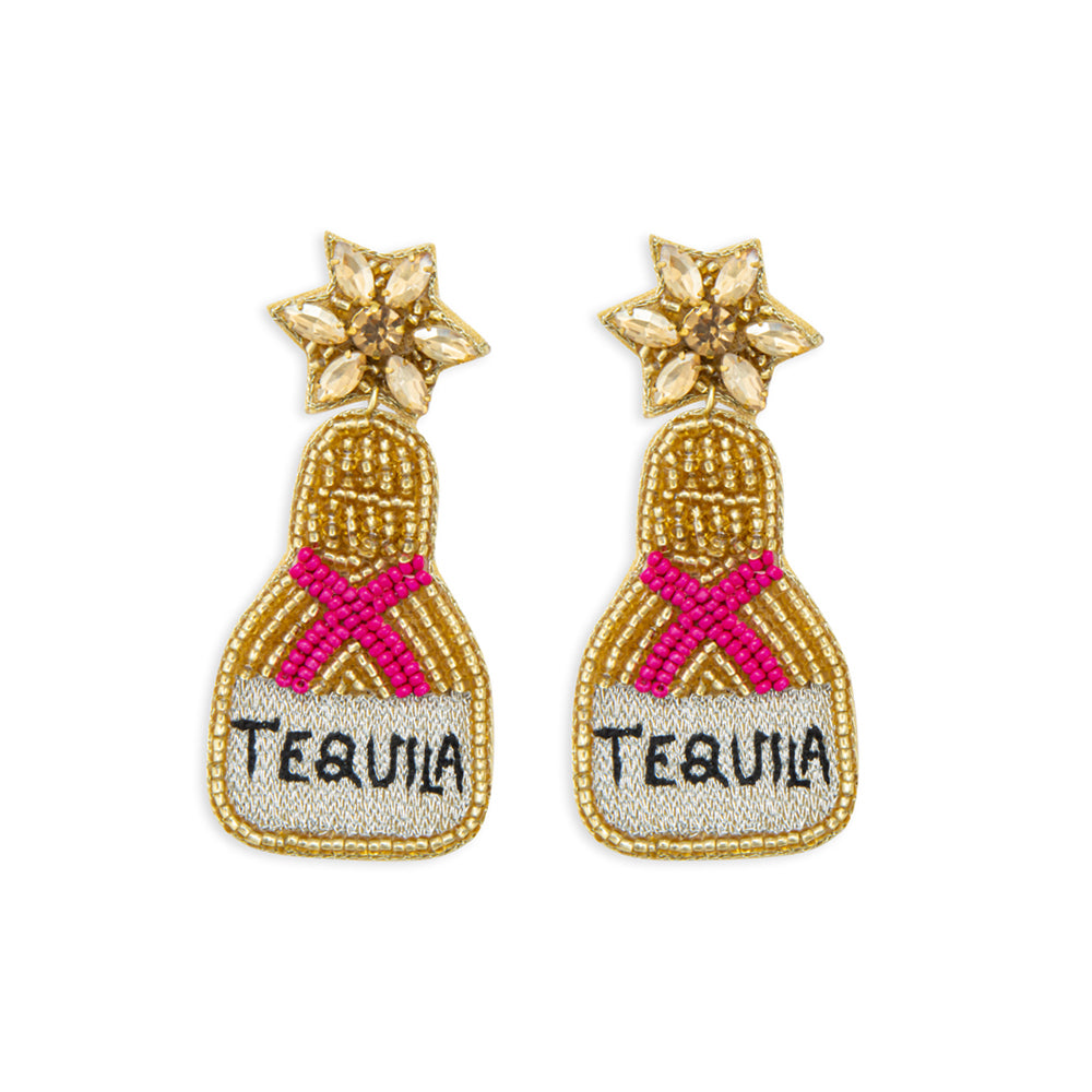 Boucles d'oreilles perlées Bouteille de Tequila