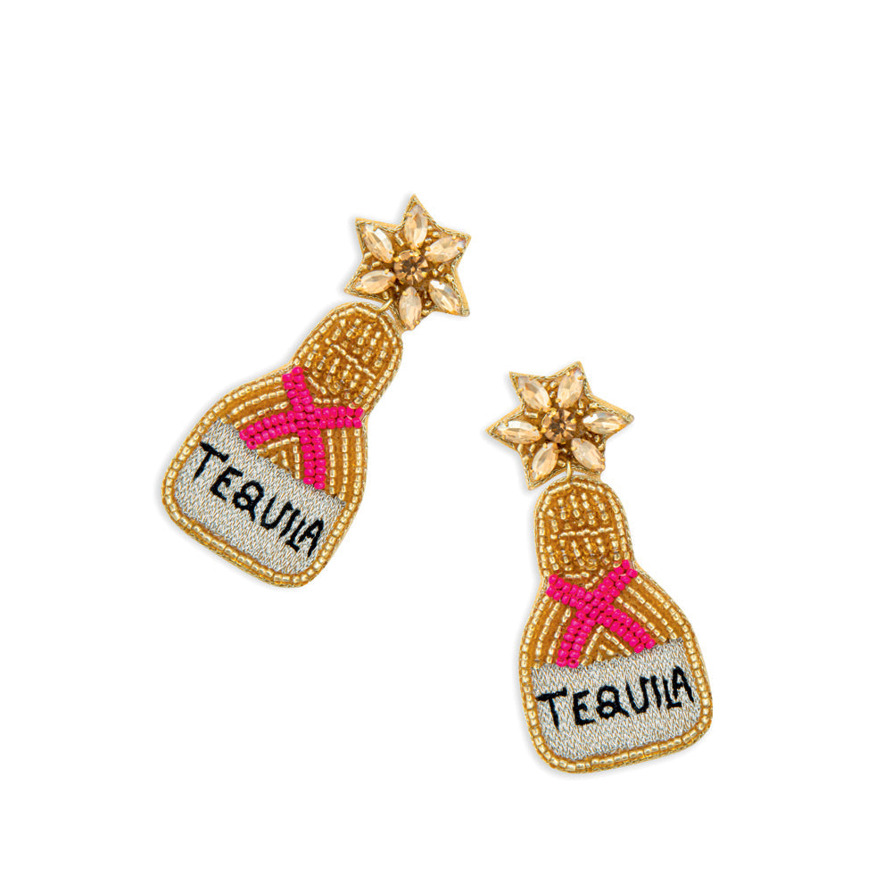 Boucles d'oreilles perlées Bouteille de Tequila