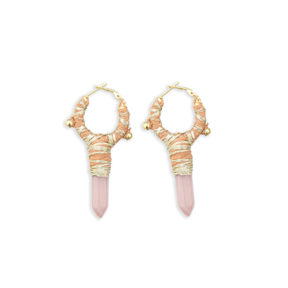 Boucles d'oreilles tissées et perlées Déesse Délice avec breloque en cristal
