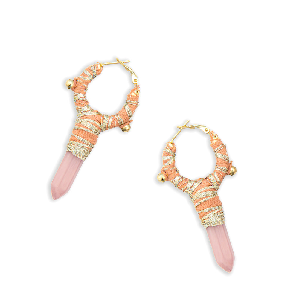 Boucles d'oreilles tissées et perlées Déesse Délice avec breloque en cristal