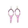 Boucles d'oreilles Krystal Key tressées et perlées avec breloque en cristal rose