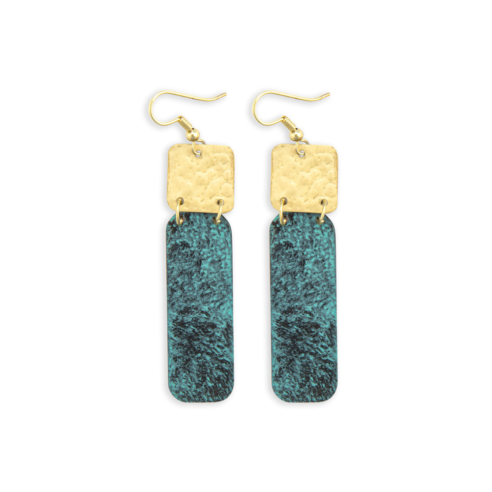 Boucles d'oreilles pendantes Deanna en ton or et malachite