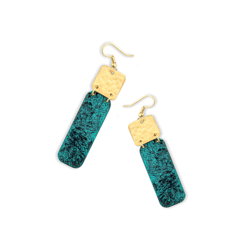 Boucles d'oreilles pendantes Deanna en ton or et malachite