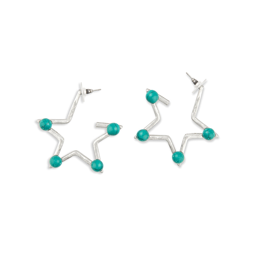Boucles d'oreilles étoiles, ton argenté et perles