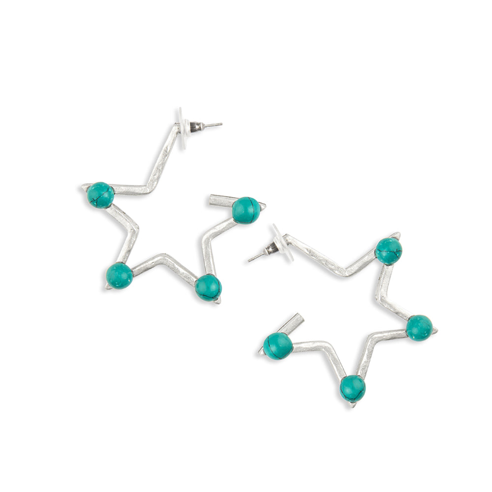 Boucles d'oreilles étoiles, ton argenté et perles