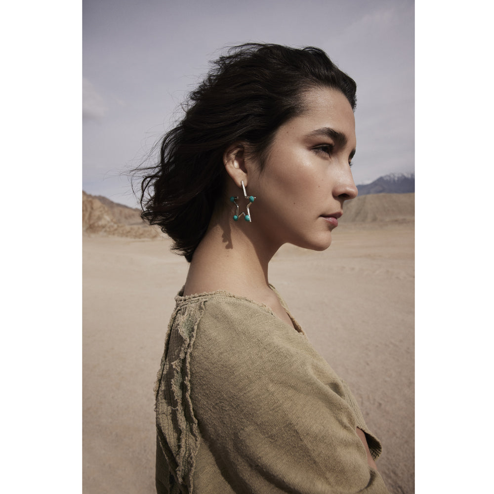 Boucles d'oreilles étoiles, ton argenté et perles