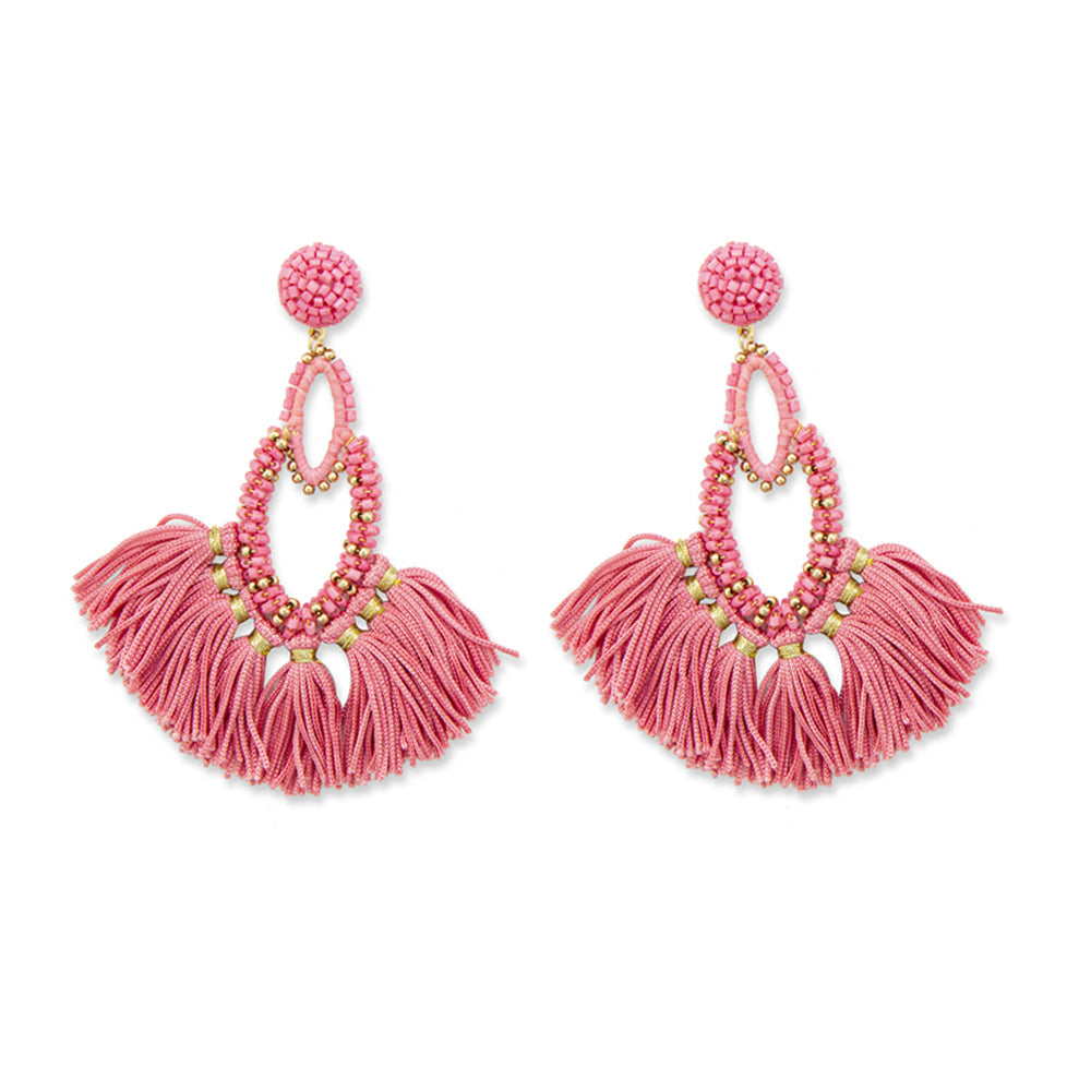 Boucles d'oreilles Caroline à perles et franges