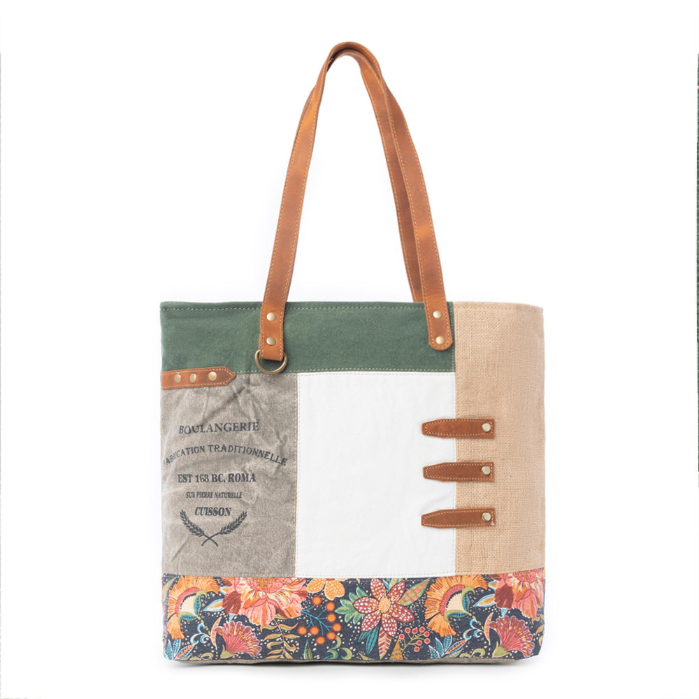 Sac cabas Boulangerie à garniture florale