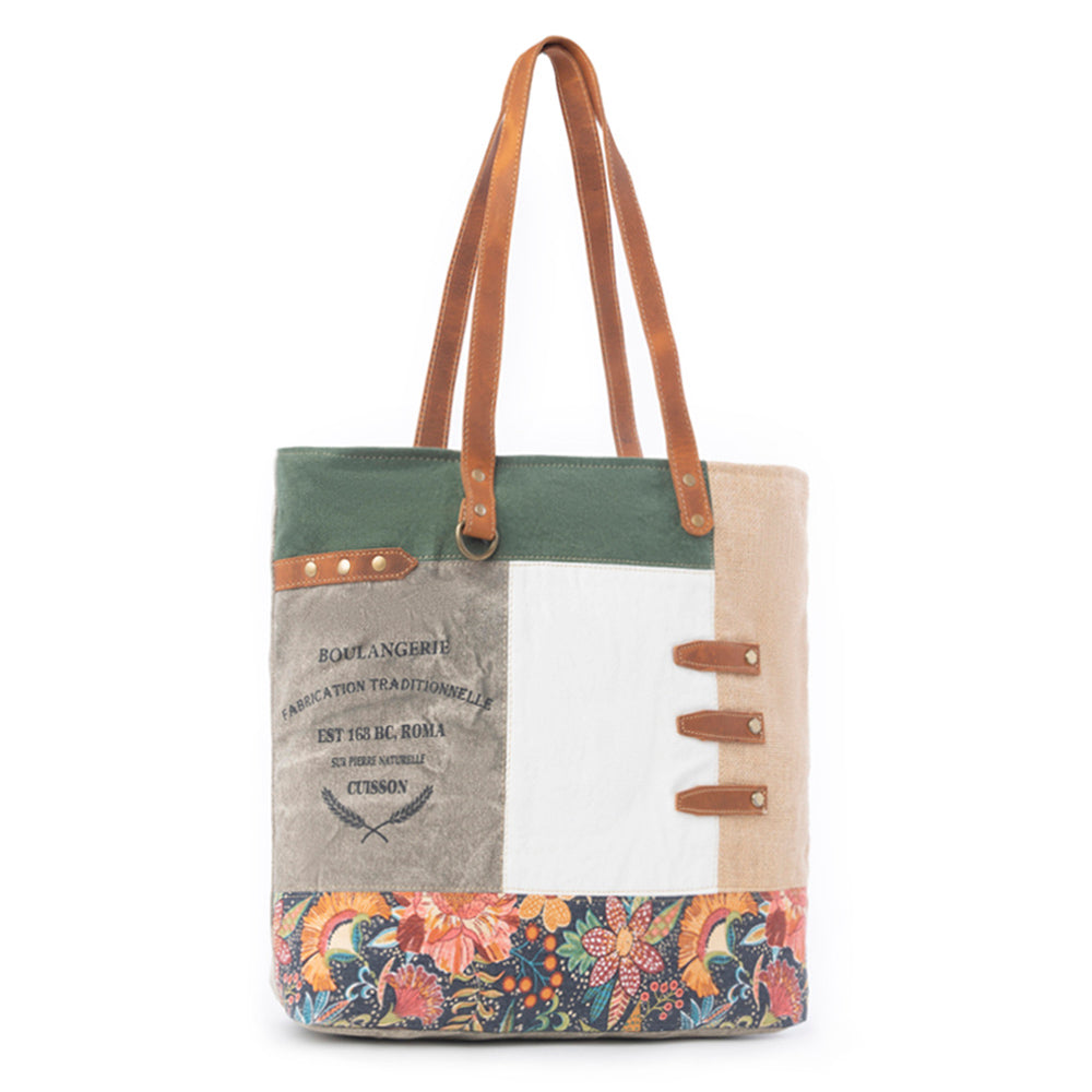 Sac cabas Boulangerie à garniture florale