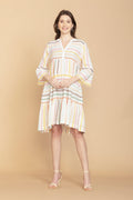 Robe mi-longue à encolure en V et manches mi-longues Spring Skies