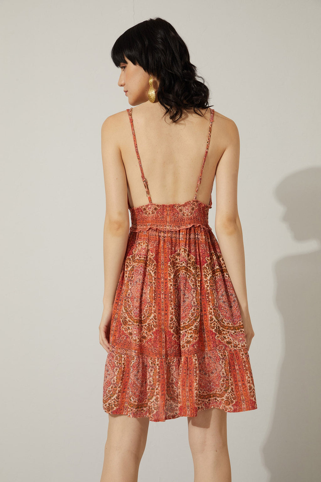 Robe à encolure en V et taille basse Evalynne