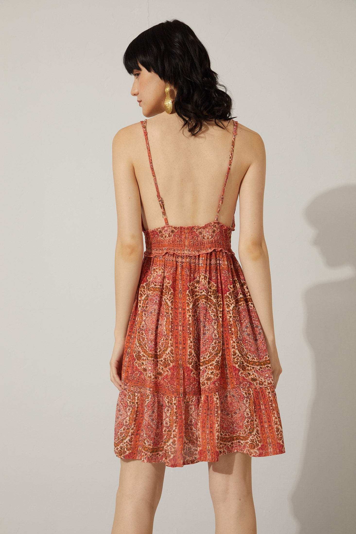 Robe à encolure en V et taille basse Evalynne